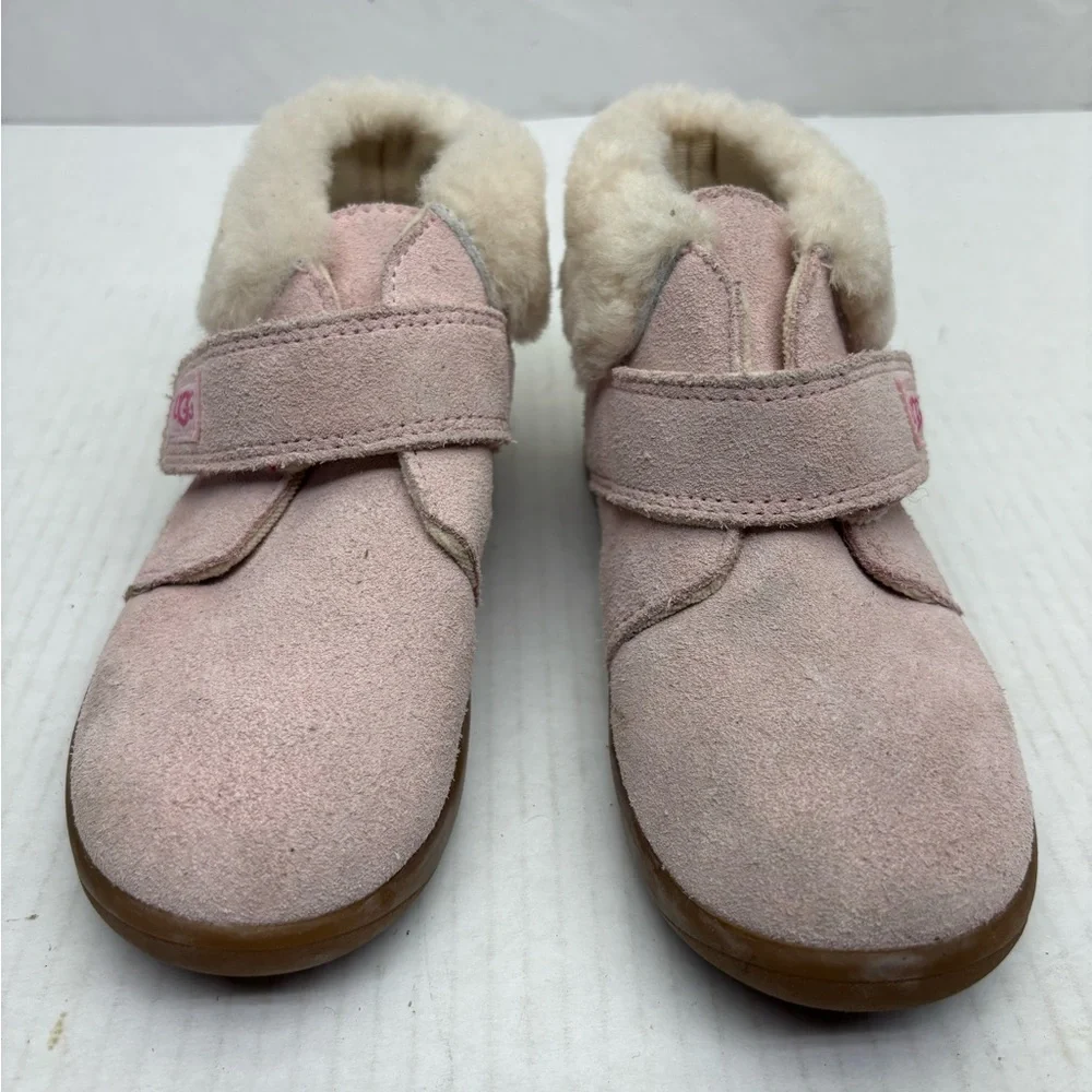 Ugg Pink Suede Shearling-Lined Boots, size 12 toddler girl, box 24